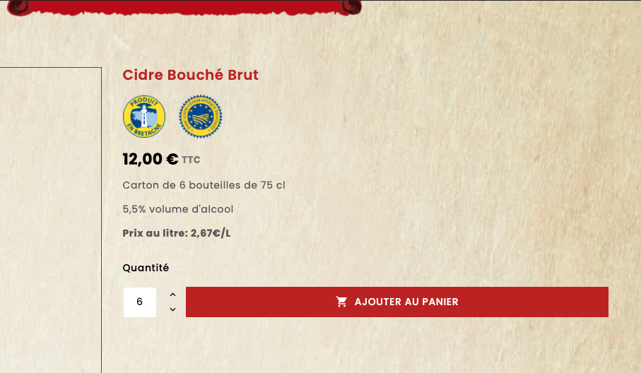 Récapitulatif des articles ajoutés au panier